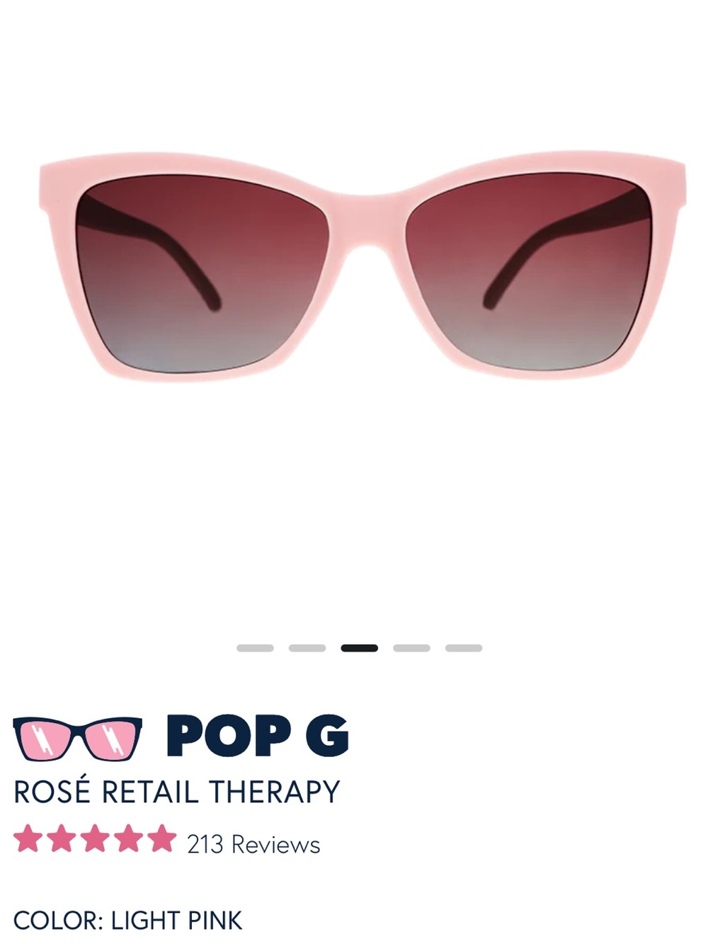 Goodr Women's Pink Sunglasses - Rose Retail Therapy Pop G NWT w/ cleaning pouch - Picture 7 of 9